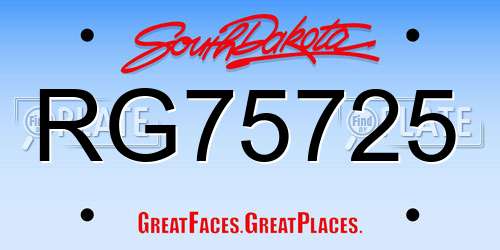 RG75725 South Dakota License Plate