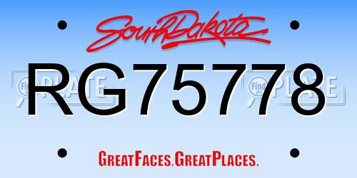 RG75778 South Dakota License Plate