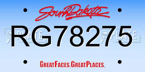 RG78275 South Dakota License Plate