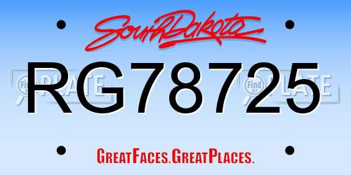 RG78725 South Dakota License Plate