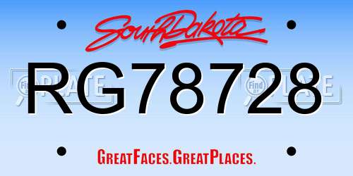 RG78728 South Dakota License Plate