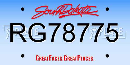 RG78775 South Dakota License Plate