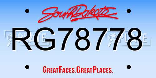 RG78778 South Dakota License Plate