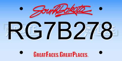RG7B278 South Dakota License Plate