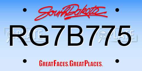 RG7B775 South Dakota License Plate