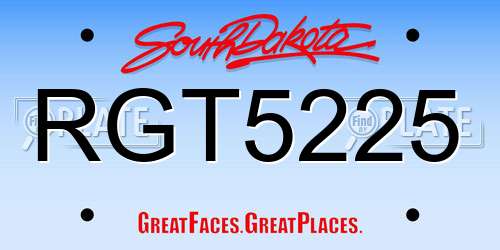 RGT5225 South Dakota License Plate