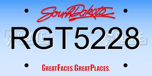 RGT5228 South Dakota License Plate