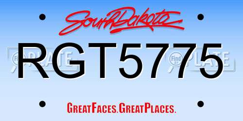 RGT5775 South Dakota License Plate