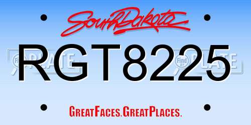 RGT8225 South Dakota License Plate
