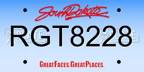 RGT8228 South Dakota License Plate