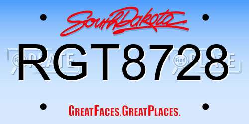 RGT8728 South Dakota License Plate
