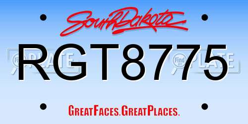 RGT8775 South Dakota License Plate