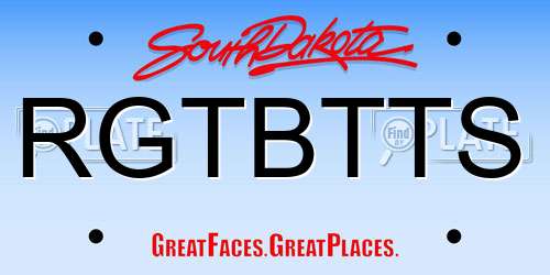 RGTBTTS South Dakota License Plate
