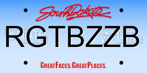 RGTBZZB South Dakota License Plate
