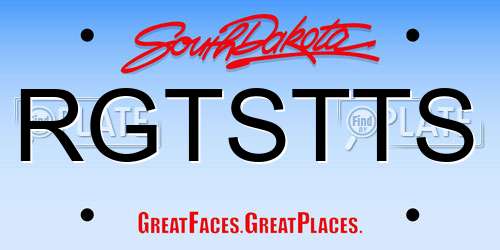 RGTSTTS South Dakota License Plate