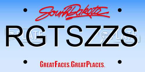 RGTSZZS South Dakota License Plate