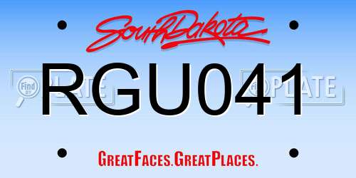 RGU041 South Dakota License Plate