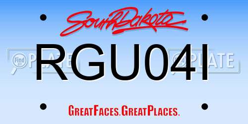 RGU04I South Dakota License Plate