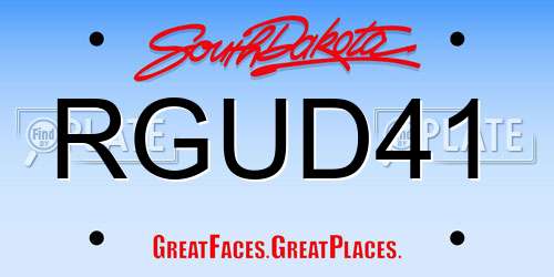RGUD41 South Dakota License Plate