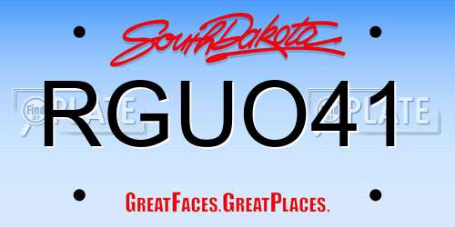 RGUO41 South Dakota License Plate