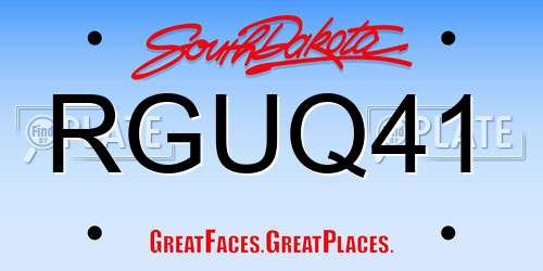 RGUQ41 South Dakota License Plate