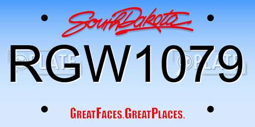 RGW1079 South Dakota License Plate