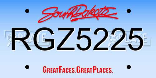RGZ5225 South Dakota License Plate