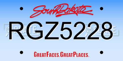 RGZ5228 South Dakota License Plate