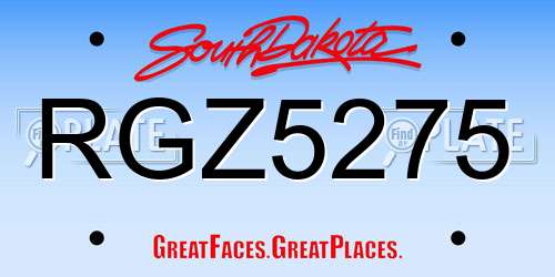 RGZ5275 South Dakota License Plate