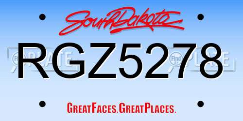 RGZ5278 South Dakota License Plate