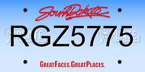 RGZ5775 South Dakota License Plate