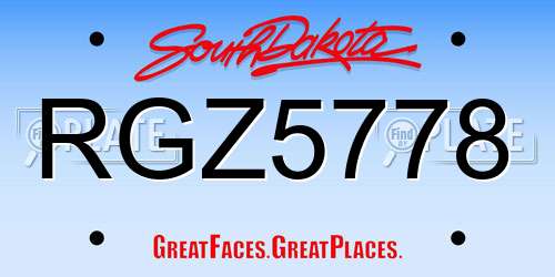 RGZ5778 South Dakota License Plate