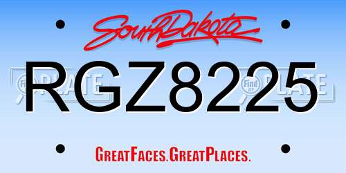RGZ8225 South Dakota License Plate