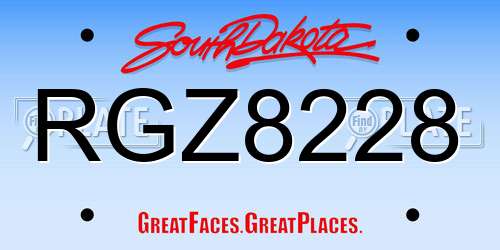 RGZ8228 South Dakota License Plate