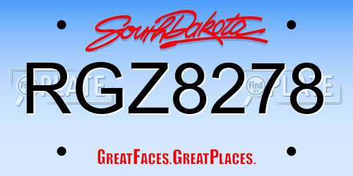 RGZ8278 South Dakota License Plate