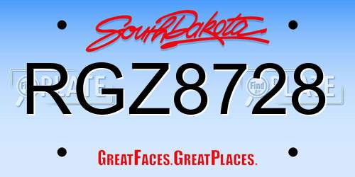 RGZ8728 South Dakota License Plate