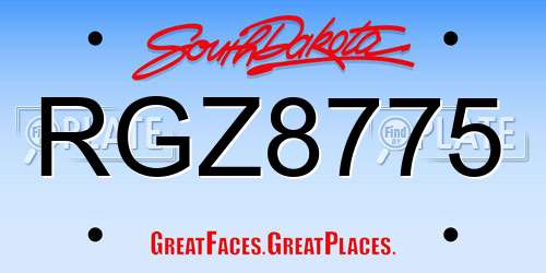 RGZ8775 South Dakota License Plate