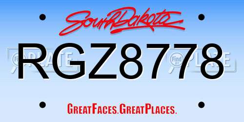 RGZ8778 South Dakota License Plate
