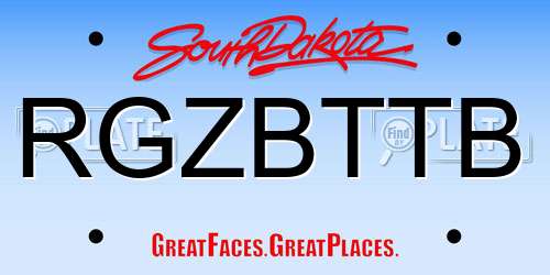 RGZBTTB South Dakota License Plate