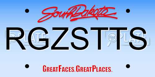 RGZSTTS South Dakota License Plate