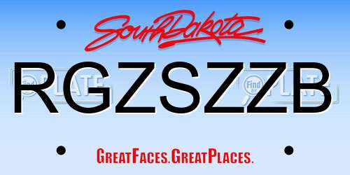 RGZSZZB South Dakota License Plate