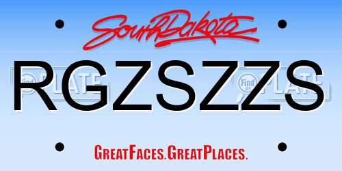 RGZSZZS South Dakota License Plate