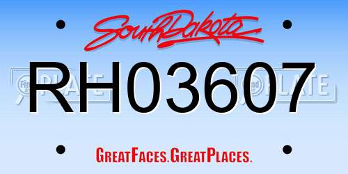 RH03607 South Dakota License Plate