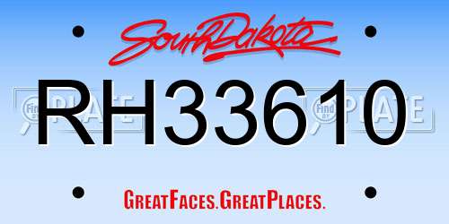 RH33610 South Dakota License Plate