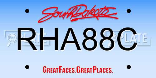 RHA88C South Dakota License Plate
