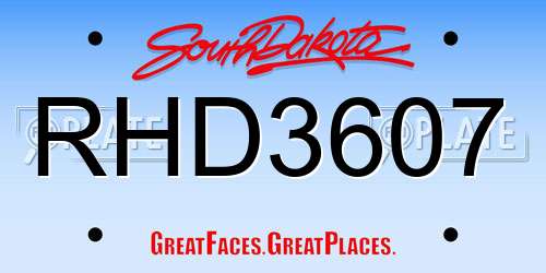 RHD3607 South Dakota License Plate
