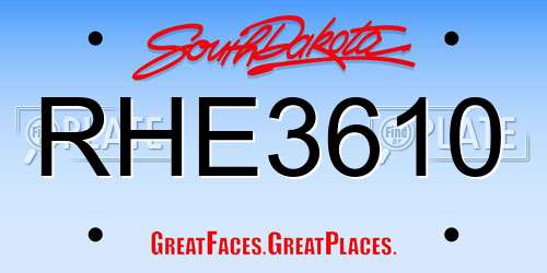 RHE3610 South Dakota License Plate