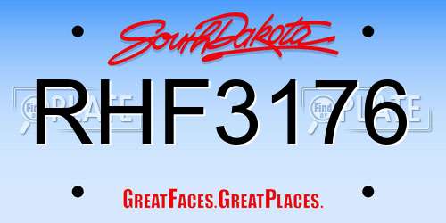 RHF3176 South Dakota License Plate