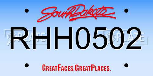 RHH0502 South Dakota License Plate