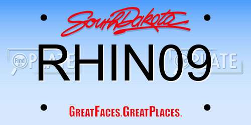 RHIN09 South Dakota License Plate